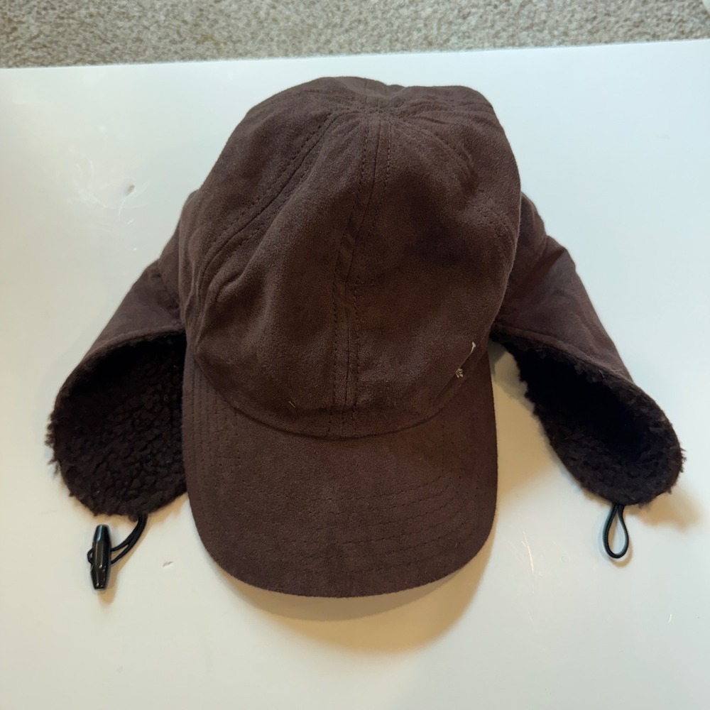US Polo Assn Brown Faux Suede Trapper Hat Aviator Baseball Cap L XL